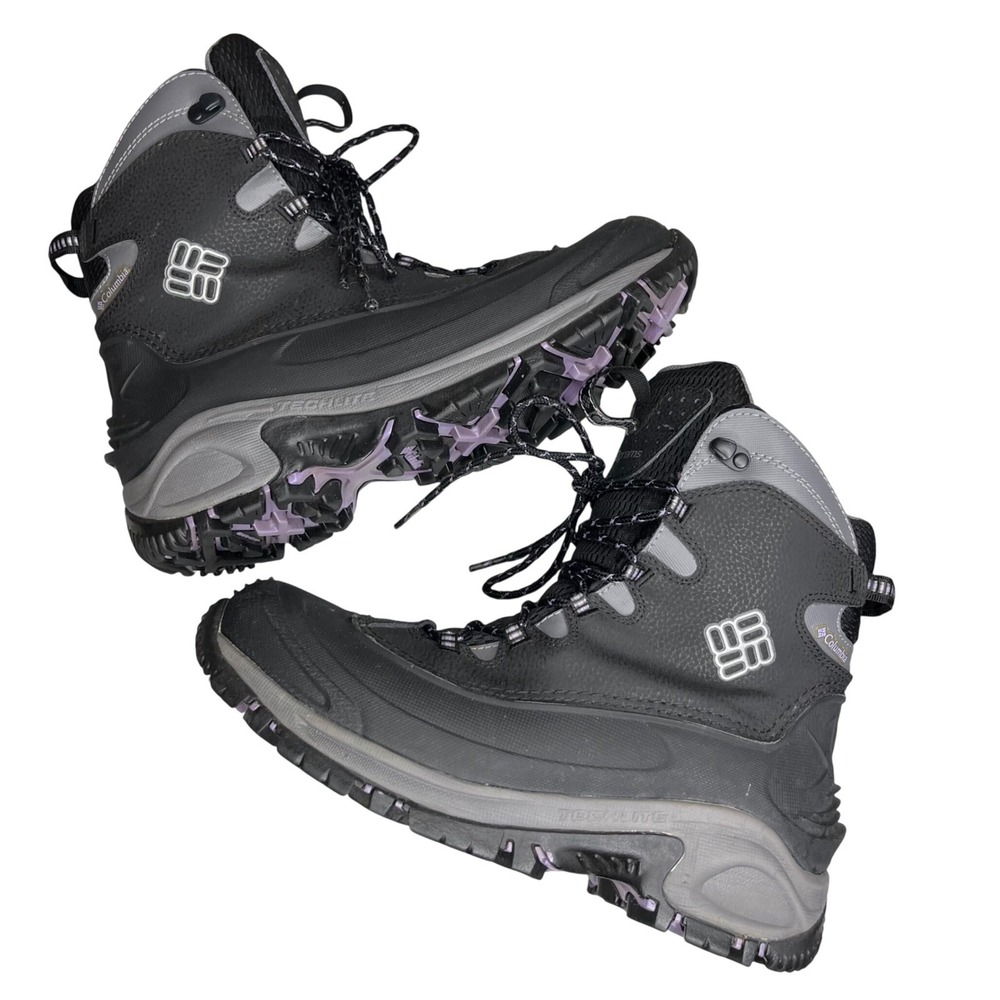 Columbia Boots Bugaboot Plus III Women 10 Black Leather Waterproof Winter Hiking